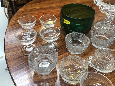 Lot 5034 - Group of Georgian and later glass including a set of four salts, Bristol green finger bowl and other pieces