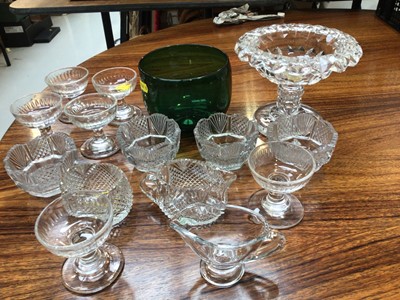 Lot 5034 - Group of Georgian and later glass including a set of four salts, Bristol green finger bowl and other pieces