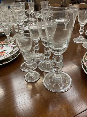 Lot 278 - Late 19th century glass table service in the 18th century style, with baluster stems
