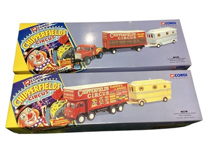 Lot 1831 - Corgi Classics diecast models Chipperfields Circus Range (1994-1995) including Bedford Pantechicon Billy Smee Wardrobe 97092, AEC Pole Truck 97896, Scammell Highwayman Trailer & Caravan 9788...