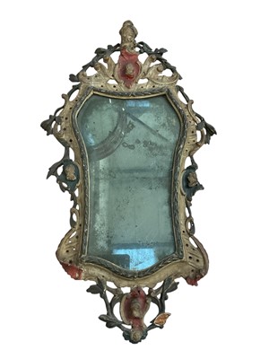 Lot 1201 - 18th century Continental polychrome painted wall mirror
