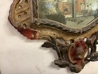 Lot 1201 - 18th century Continental polychrome painted wall mirror