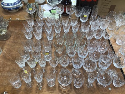 Lot 5159 - Large quantity of cut drinking glass to include Duralex, Stuart, Edinburgh, Tudor and others