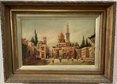Lot 150 - Manner of Henri Garnier (1843-1902/5), oil on canvas, Cairo street scene, bears signature