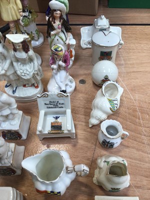 Lot 5039 - Group of Staffordshire figures together with crested ceramics