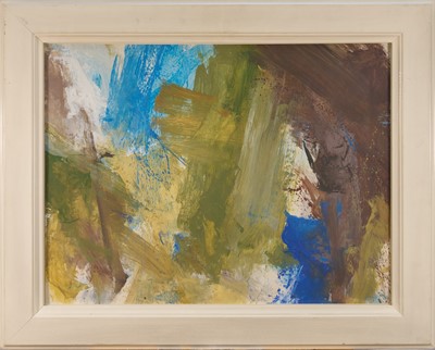 Lot 1918 - *John Hubbard (1931-2017) oil on paper - "Connecticut Landscape, November", 1964, 54.5cm x 72.5cm, in glazed painted frame Provenance: The New Art Centre, Sloane Street, London
