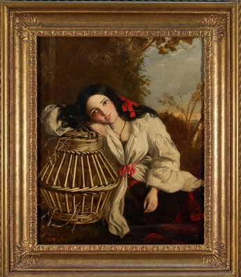 Lot 1143 - Manner of Charles Baxter (1809-1879) oil on canvas - The Contemplative Girl, in gilt frame