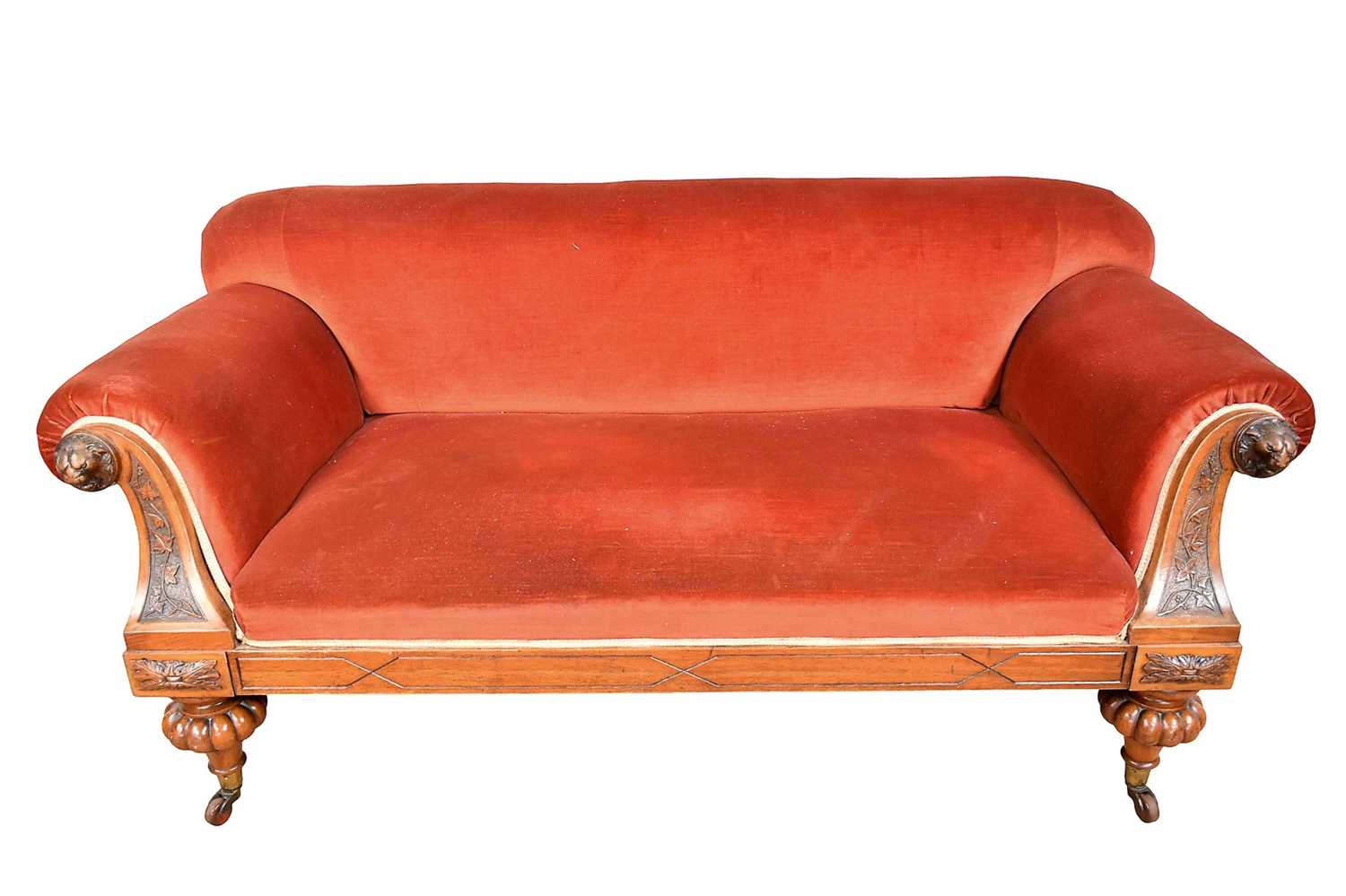 Lot 1212 - Victorian walnut framed twin seater sofa