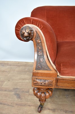 Lot 1212 - Victorian walnut framed twin seater sofa
