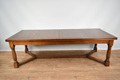 Lot 1210 - Good quality 18th century style draw-leaf refectory table and en-suite set of fourteen chairs by Stewart Linford