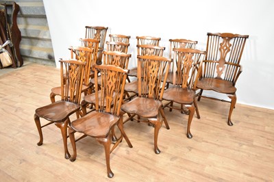 Lot 1210 - Good quality 18th century style draw-leaf refectory table and en-suite set of fourteen chairs by Stewart Linford