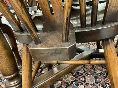 Lot 1210 - Good quality 18th century style draw-leaf refectory table and en-suite set of fourteen chairs by Stewart Linford