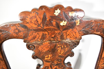 Lot 1218 - Near pair of 18th century Dutch marquetry side chairs