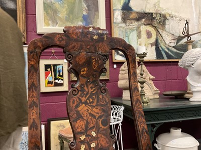 Lot 1218 - Near pair of 18th century Dutch marquetry side chairs