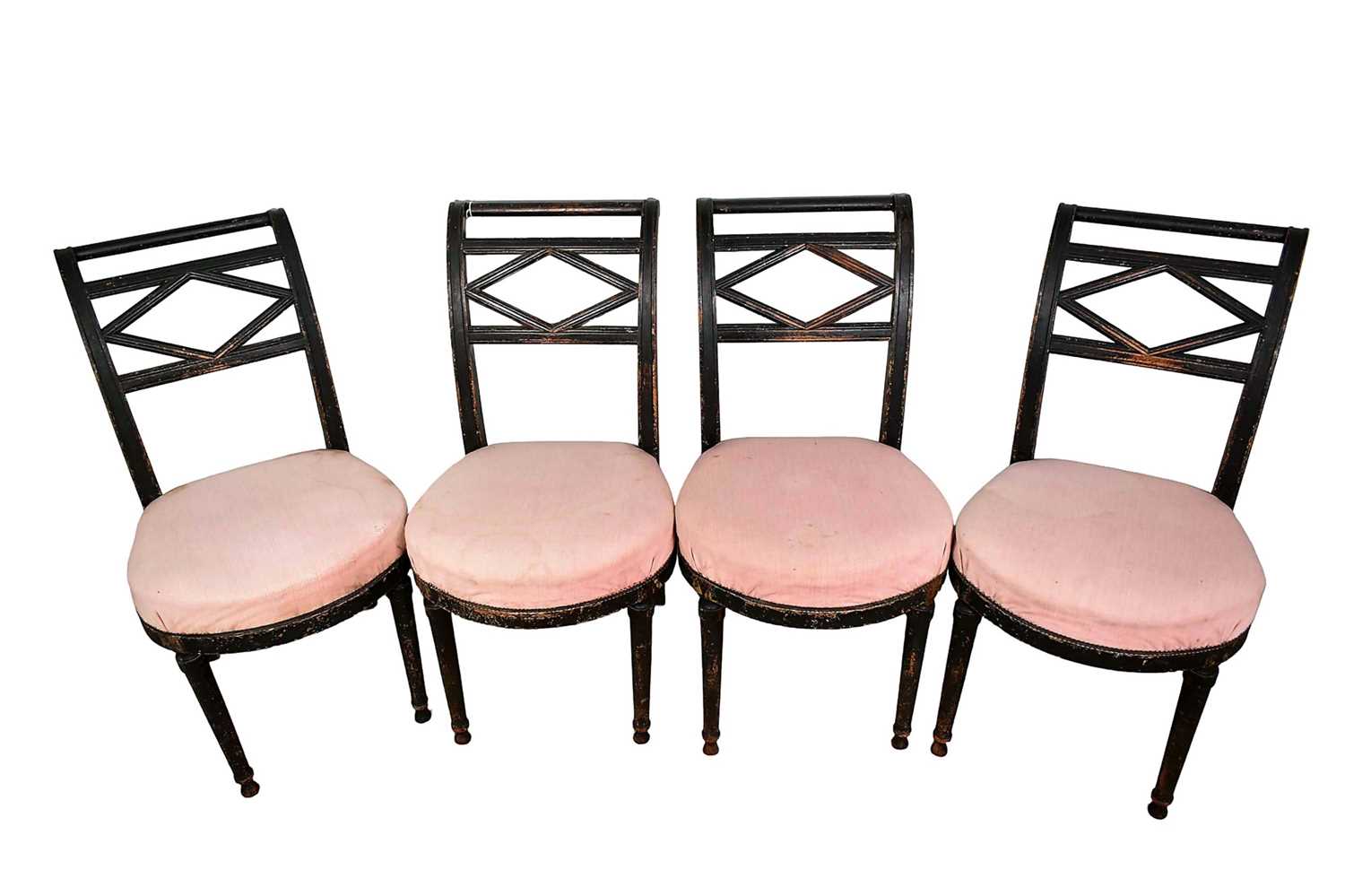 Lot 1219 - Set of four late 18th / early 19th century Continental ebonised side chairs