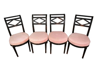 Lot 1219 - Set of four late 18th / early 19th century Continental ebonised side chairs