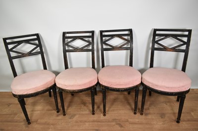 Lot 1219 - Set of four late 18th / early 19th century Continental ebonised side chairs
