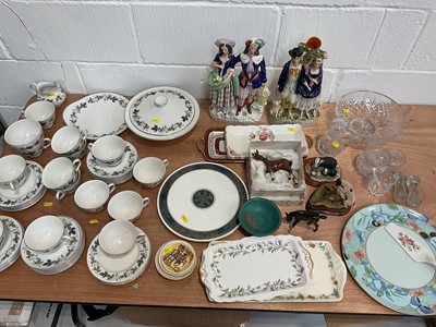Lot 5087 - Group of ceramics and glass, including a Royal Doulton Burgundy pattern tea set, Beswick horse, Staffordshire figures, etc