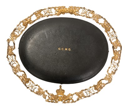 Lot 1 - The Most Distinguished Order of St. Michael and St. George, scarce early 20th century Knights Grand Cross (GCMG) Collar chain. The fine quality silver gilt and white enamel chain formed of alte...