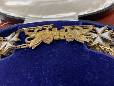 Lot 1 - The Most Distinguished Order of St. Michael and St. George, scarce early 20th century Knights Grand Cross (GCMG) Collar chain. The fine quality silver gilt and white enamel chain formed of alte...