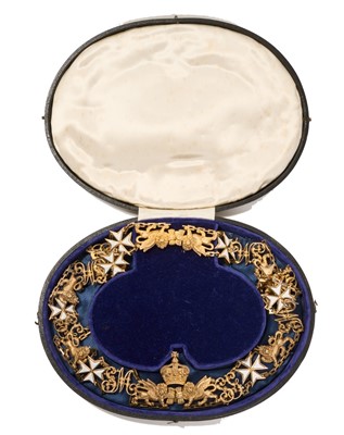 Lot 1 - The Most Distinguished Order of St. Michael and St. George, scarce early 20th century Knights Grand Cross (GCMG) Collar chain. The fine quality silver gilt and white enamel chain formed of alte...