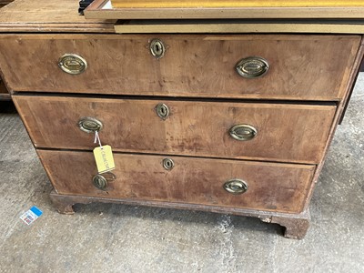 Lot 5344 - 18th century walnut chest with three drawers on bracket feet