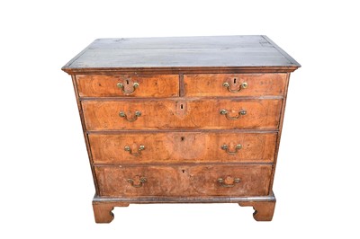 Lot 1242 - Early 18th century walnut feather banded chest