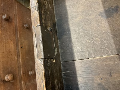 Lot 1242 - Early 18th century walnut feather banded chest