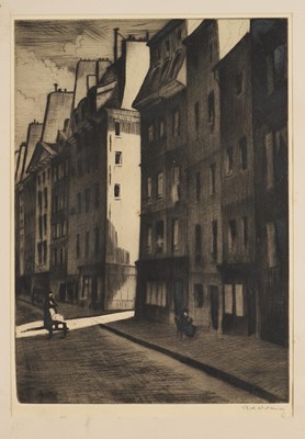 Lot 1076 - Christopher Richard Wynne Nevinson (1889-1946) signed etching - Quartier Latin, in glazed frame
