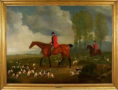 Lot 1005 - Richard Barrett Davis (1782-1854) oil on canvas - Richard Davis, Huntsman to King George IV Buckhounds, in gilt frame