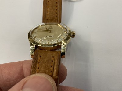 Lot 763 - 1950s Omega Seamaster wristwatch in gilt case with box