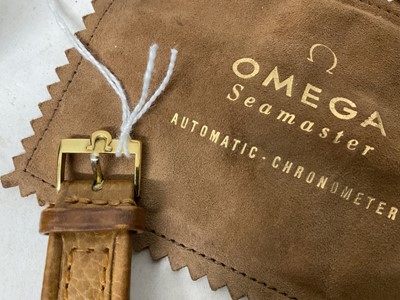 Lot 763 - 1950s Omega Seamaster wristwatch in gilt case with box