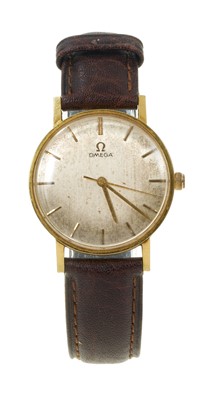 Lot 764 - 1970s Omega wristwatch on leather strap