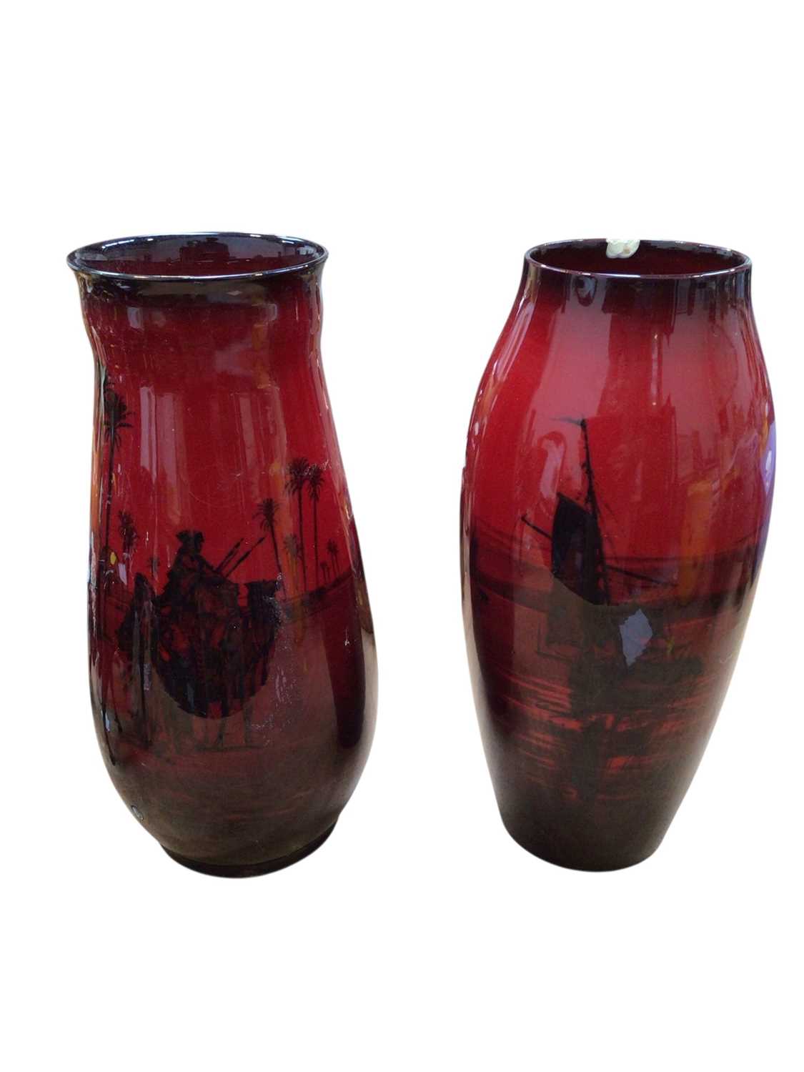 Lot 5075 - Two Royal Doulton Flambe vases
