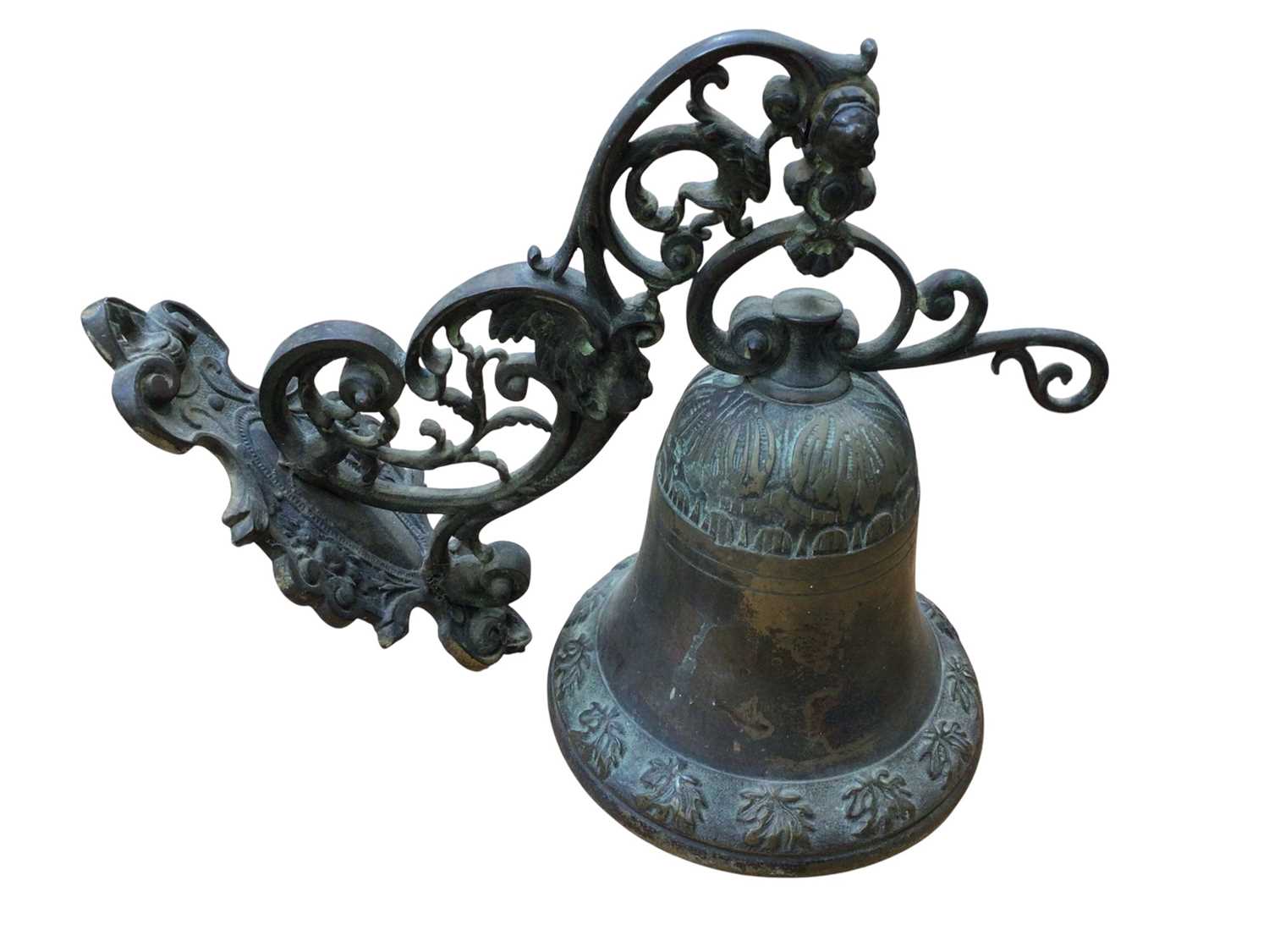 Lot 5076 - Victorian cast brass doorbell with scrollwork decoration