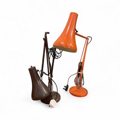 Lot 5086 - Two vintage enamel Angle Poise lamps (the brown one a/f)