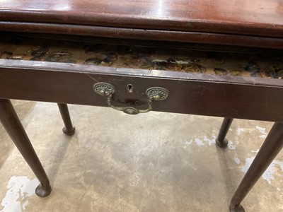Lot 1247 - George II red walnut card table