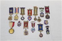 Lot 3673 - Fourteen Silverer and enamel Masonic Jewellerys