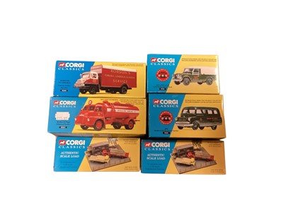 Lot 1848 - Corgi Classics 1:50 Scale diecast models Foden FG Cylindrical Tanker & Van 31002, Bedford S Type Articulated Cylindrical Tanker & Van 31005, ERF KV 8 Wheel Platform Lorry & Trailer 1...