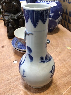 Lot 5083 - A mixed group of ceramics to include a 19th century Chinese blue and white bottle vase, a prunus vase etc, together with two modern bookends