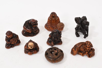 Lot 846 - Collection of seven Japanese carved boxwood netsukes