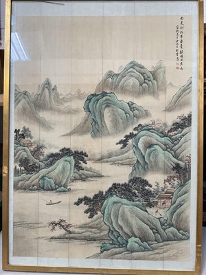 Lot 5171 - Large Chinese framed mountainous landscape painting, signed, 110cm x 79cm