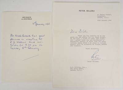 Lot 43 - Sir Noel Coward, handwritten letter dated 11th January 1965, written on 'Les Avants sur Montreux' headed writing paper. Thanking Mr Wilkins for and accepting his kind invitation for 8.30 on Tues...