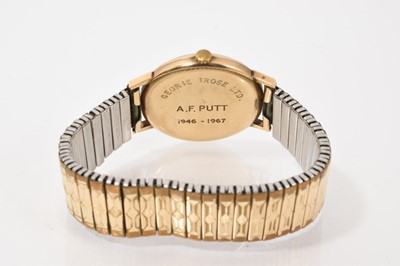 Lot 778 - 1960s Roamer 9ct gold wristwatch with manual-wind 17 jewel Incabloc movement, centre seconds, applied gold Arabic and dart hour markers on brushed satin dial, in circular 9ct gold case, 33mm dia...