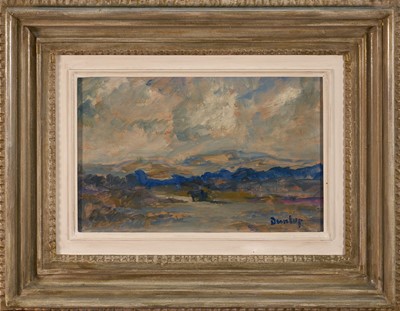 Lot 1034 - *Ronald Ossory Dunlop (1894-1973) oil on board - Landscape, signed, 18.5cm x 29cn, in painted frame