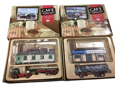 Lot 1857 - Corgi Cafe Connection 1:50 scale diecast model & cold cast diorama The Lazy Trout CC11501, Jungle Cafe CC11603, Kates Cabinet CC11701 & The Towers CC10801, plus other box sets (qty)