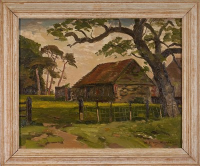 Lot 1048 - William Warden (1908-1982) oil on board - Old Barn, Winchelsea, '69, signed, 40cm x 50cm, framed