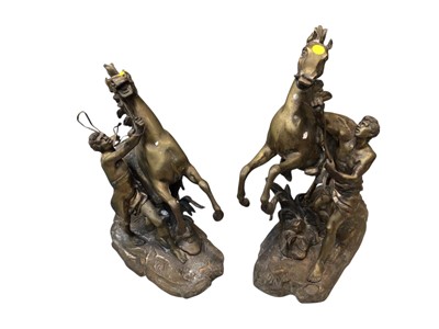 Lot 5162 - A pair of bronzed horse figures