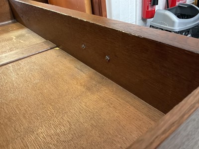 Lot 1254 - Arts and Crafts two height oak sideboard attributed to Morris & Co. after a design by Philip Webb