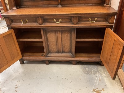 Lot 1254 - Arts and Crafts two height oak sideboard attributed to Morris & Co. after a design by Philip Webb